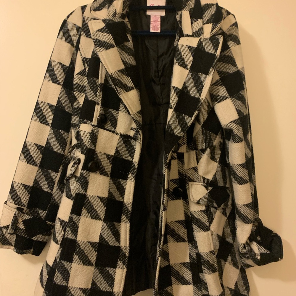 candies plaid coat black & white S